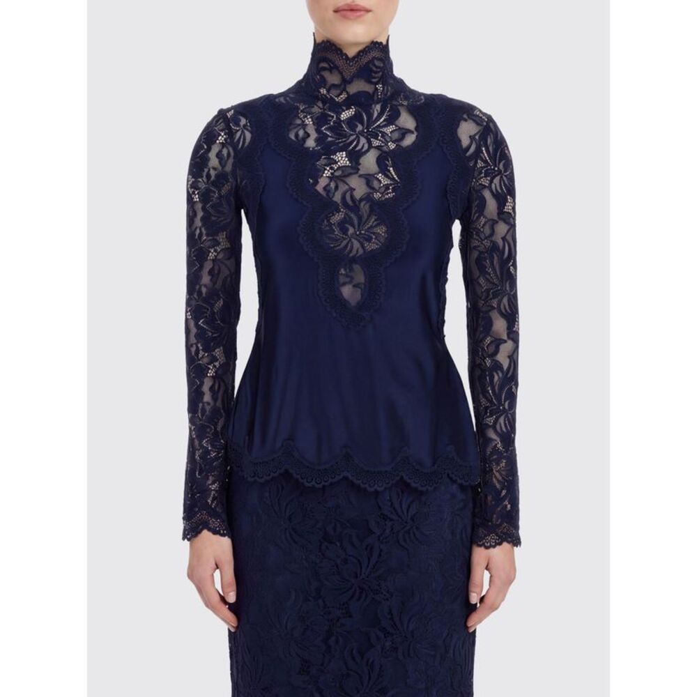Rabanne Women Long-Sleeved Lace Roll Neck Top Rabanne With Slim Fit
